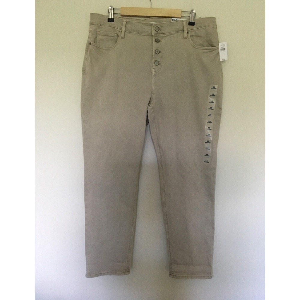 Old Navy 16 Boyfriend Mid Rise Button Front Denim Jeans Moonlight Light Beige